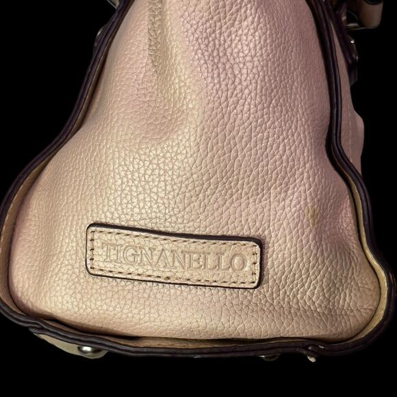 Tignanello Rock City Satchel Baby Pink Leather Crossbody Zip Closure Tassel - Picture 10 of 10